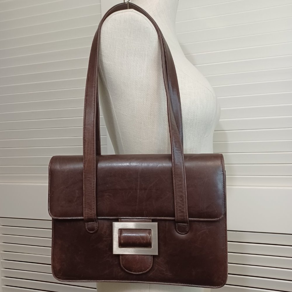 Johnny Farah Vintage Brown Leather Shoulder Bag - Picture 2 of 13
